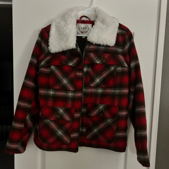 BNCI flannel jacket with fuzzy collar. Size large - Picture 1 of 5